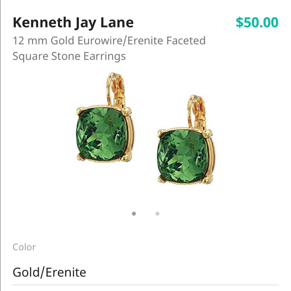 Kenneth J Lane Green & Gold Drop Earrings
